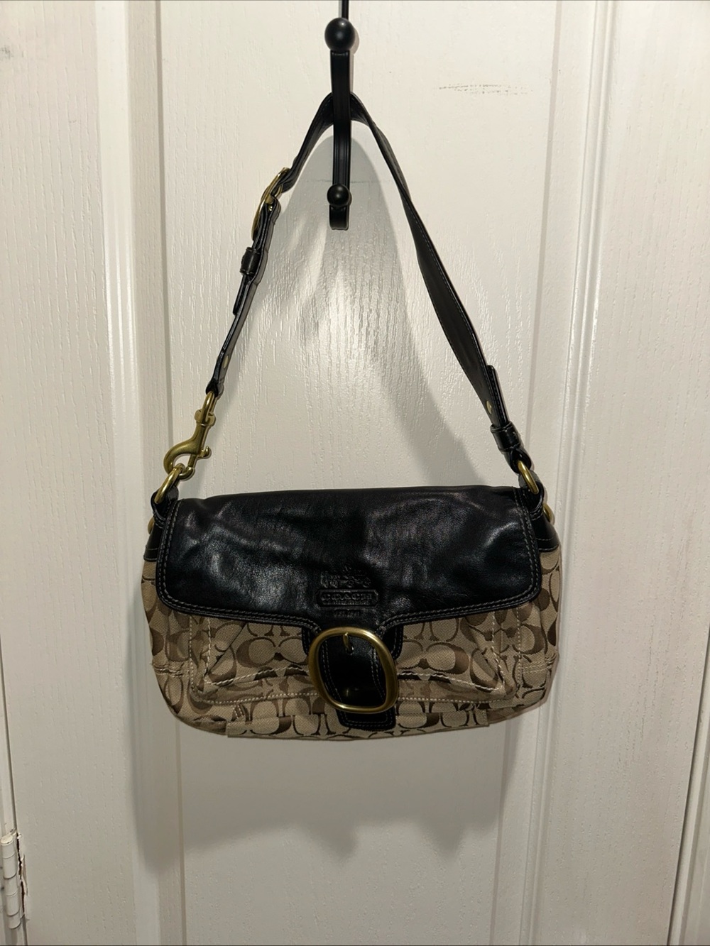 VTG COACH Bag BLEEKER Brown Black Brass Y2k Signature Canvas Shoulder
#12408
